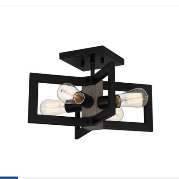 NEW!! Ashley Harbour Eastmar 4-Light 9-in Matte Black Semi-Flush mount light - Picture 1 of 9